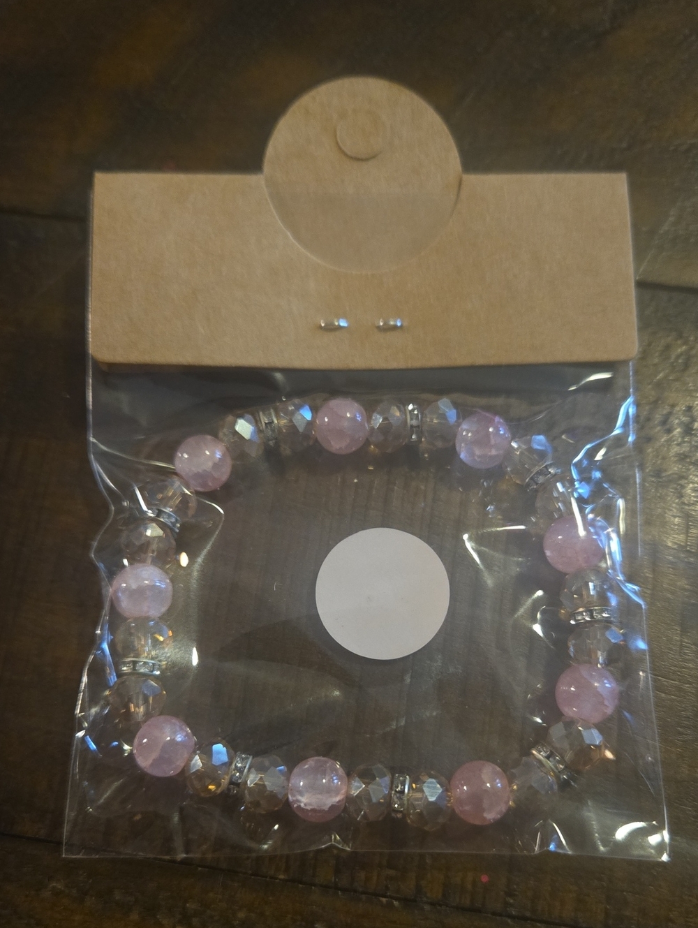 Pink Crystal Bead Stretch Bracelet
